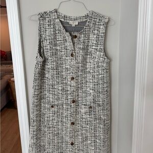 LOFT Black and White Tweed Sleeveless Dress